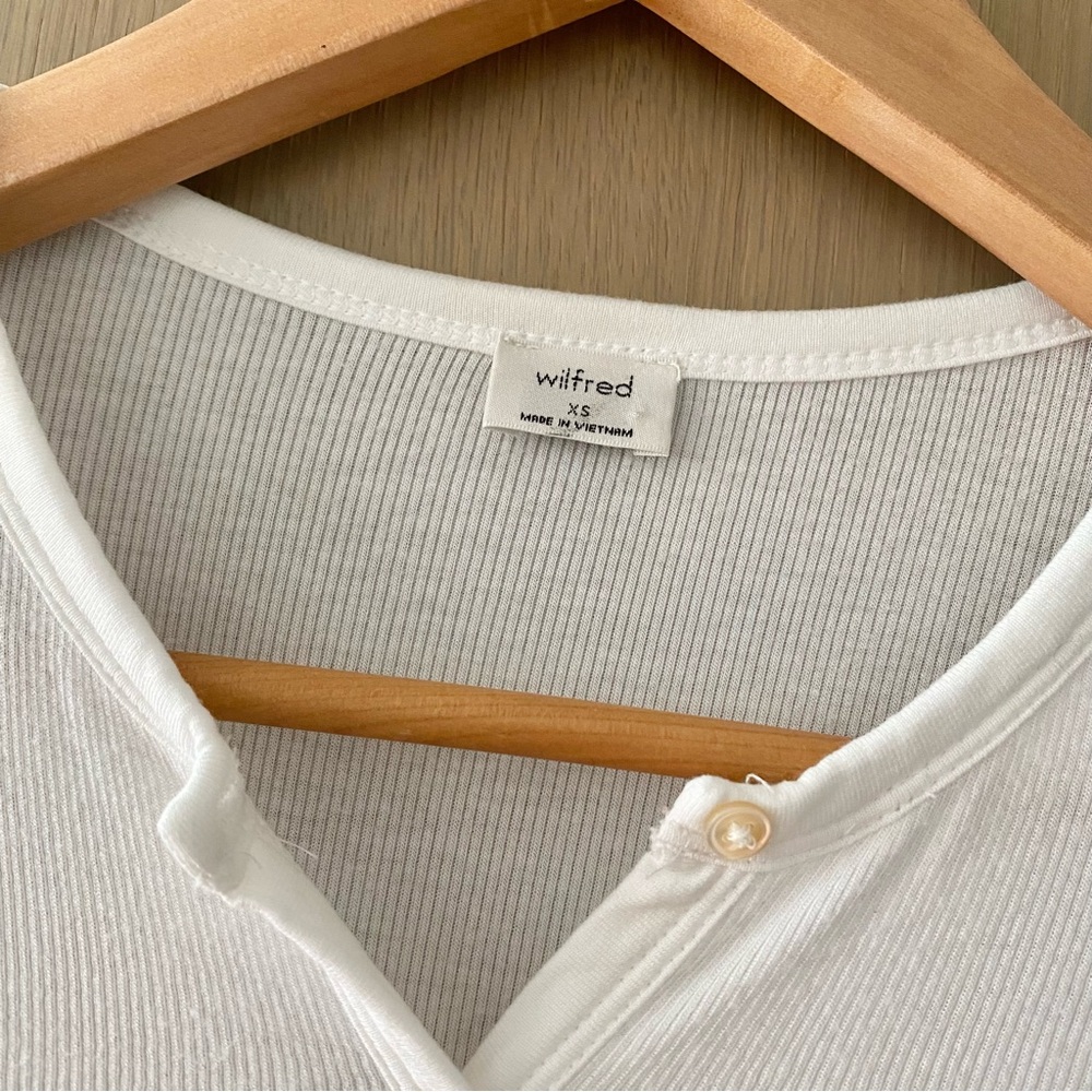 Aritzia wilfred oceane long sleeve ribbed shirt white - Picture 5 of 7